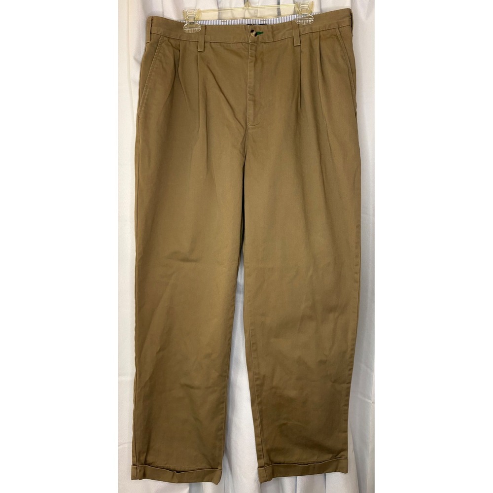 Tommy Hilfiger Classic Khaki Pleated Chino Cuffed Trouser Quiet Luxury Skater